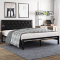 Twin Size Metal Bed Frame with Upholstered Headboard D130