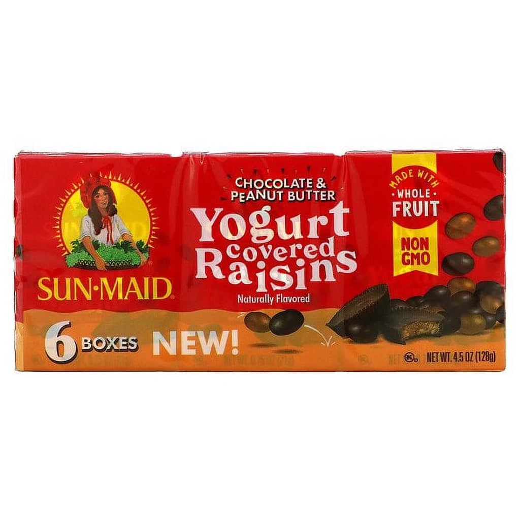 Yogurt Covered Raisins Chocolate & Peanut Butter 6 Boxes O699