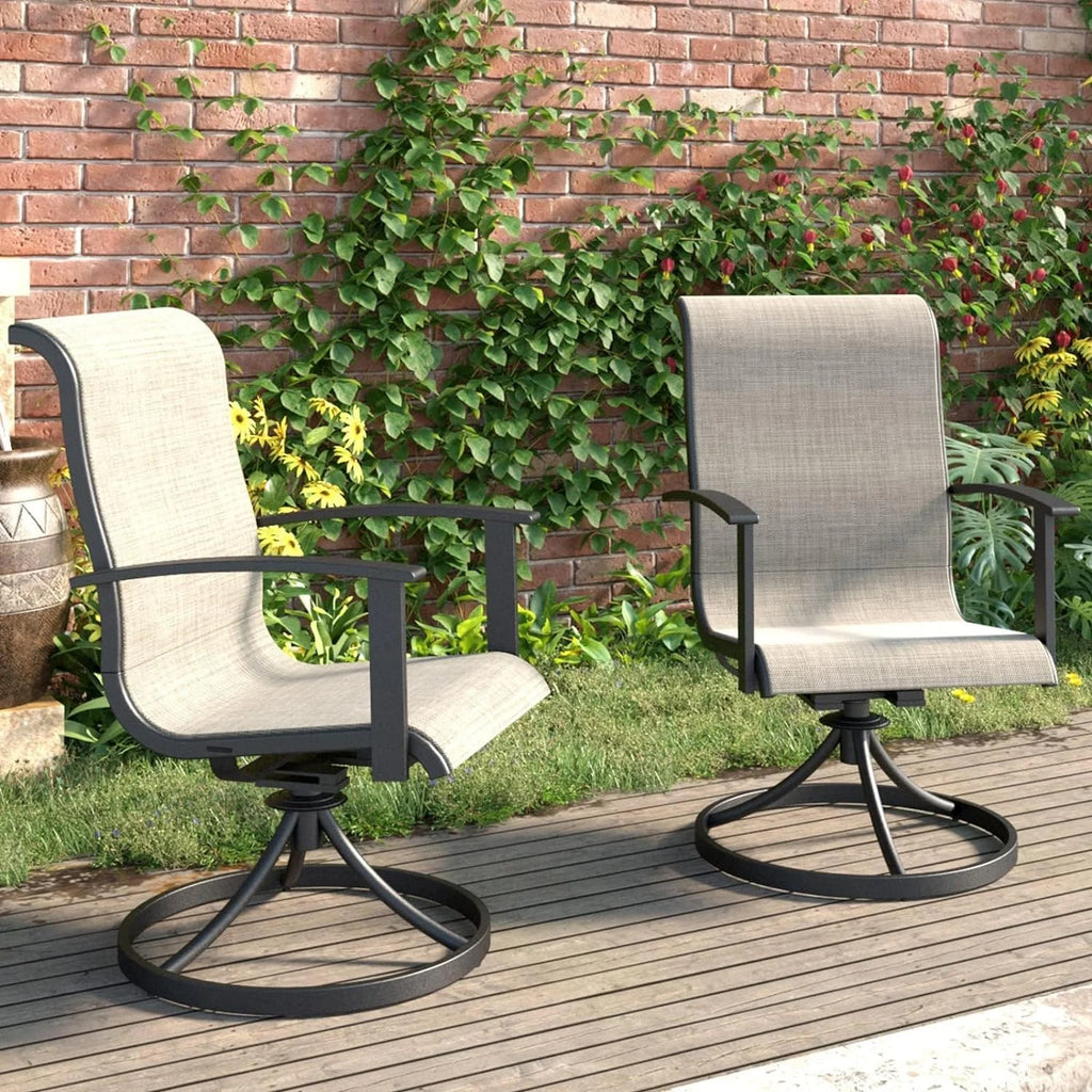 Swivel Patio Chairs Set of 2 Metal Frame T55389