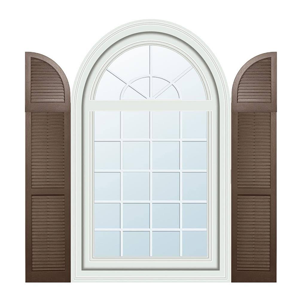 2-Pack Brown Louvered Vinyl Exterior Shutters M223171