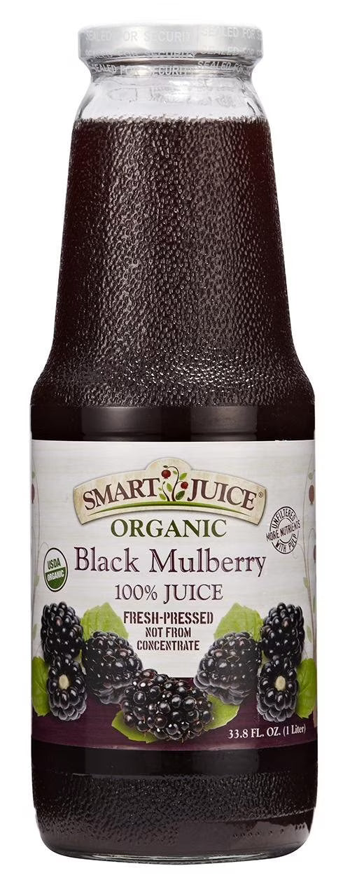 6 Pack Organic Black Mulberry Juice 33.8 Fl Oz W551