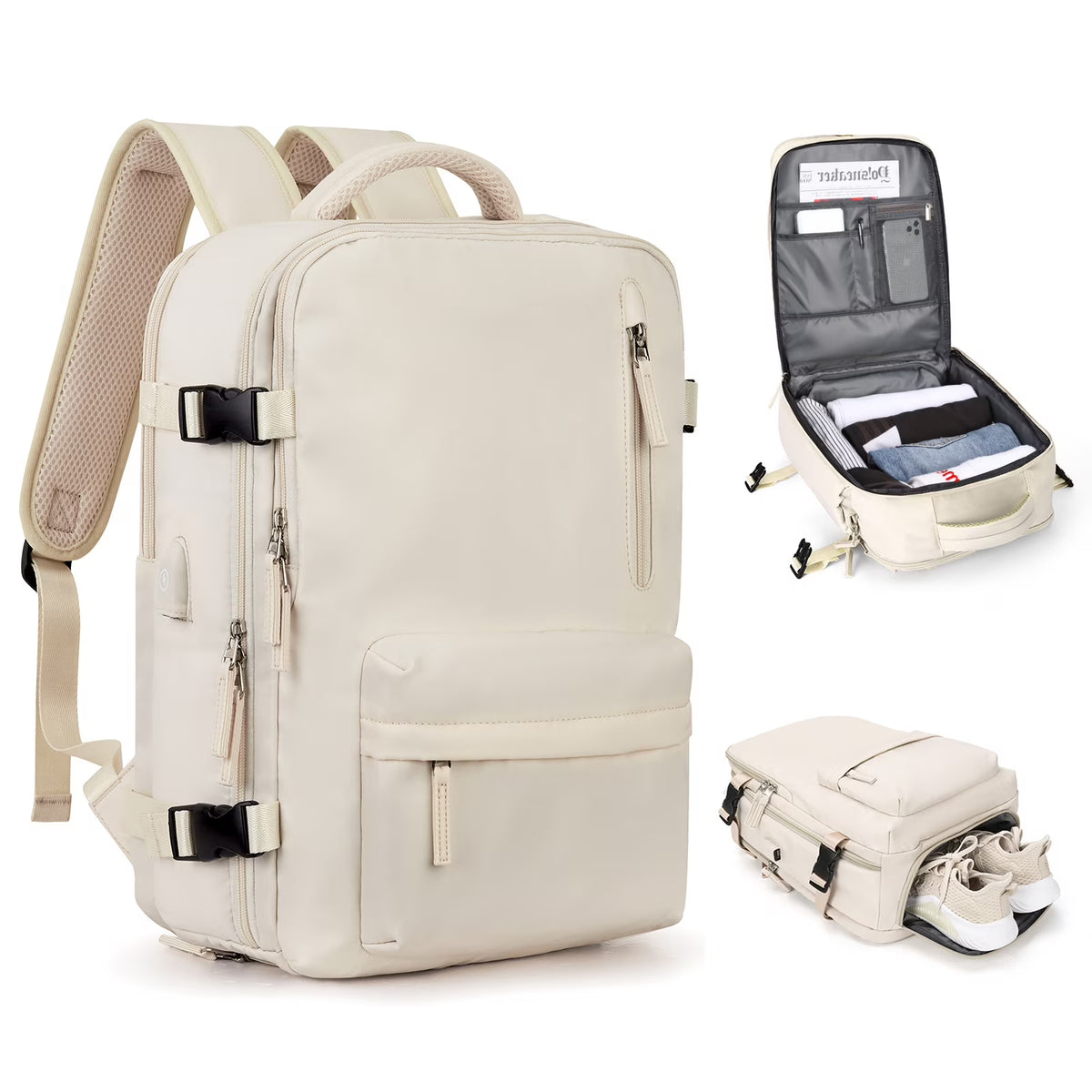 Waterproof Travel Backpack with USB Charging Port Shoes Compartment Z6400