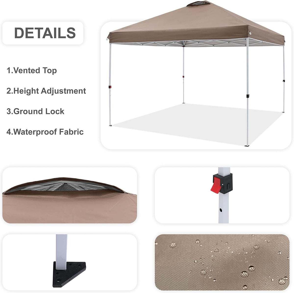 10X10FT Pop Up Canopy Tent with Wheeled Bag D756