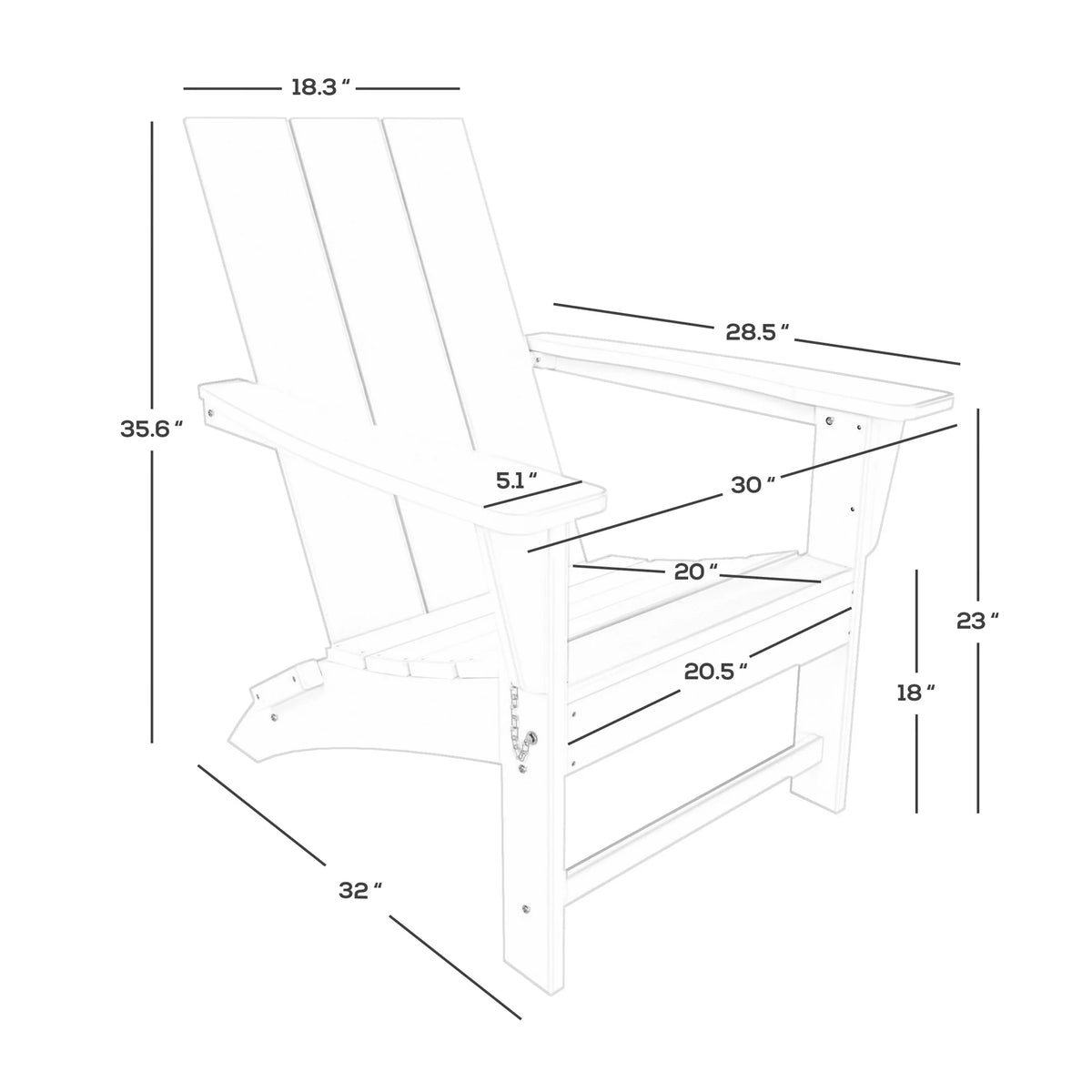 Black All Weather Resistant Poly Lumber Adirondack Chair Q164