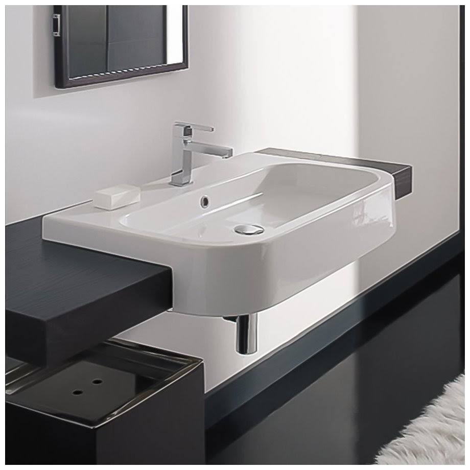White Ceramic Recessed Bathroom Sink Q2321