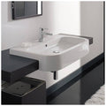 White Ceramic Recessed Bathroom Sink Q2321
