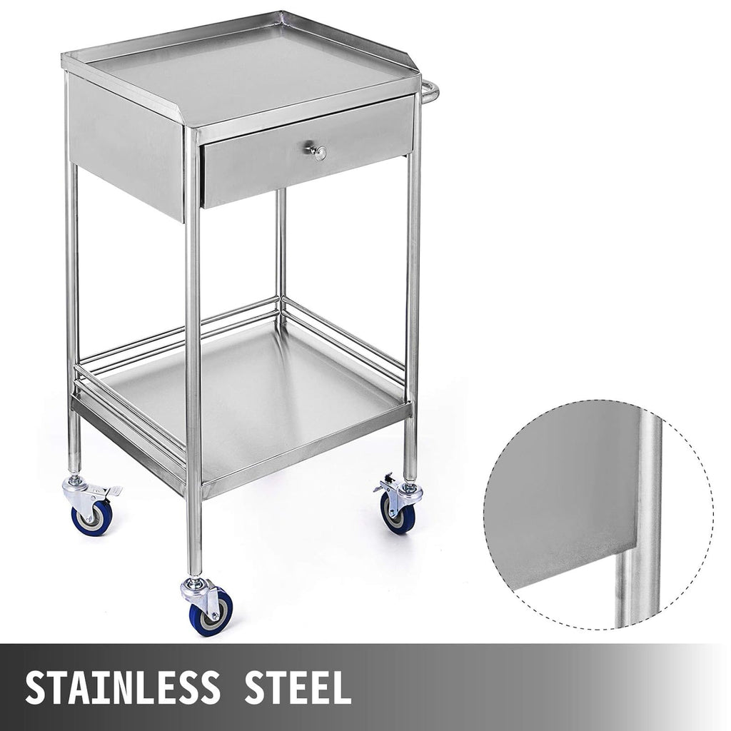 Stainless Steel Utility Cart with 2 Shelves and 1 Drawer U332