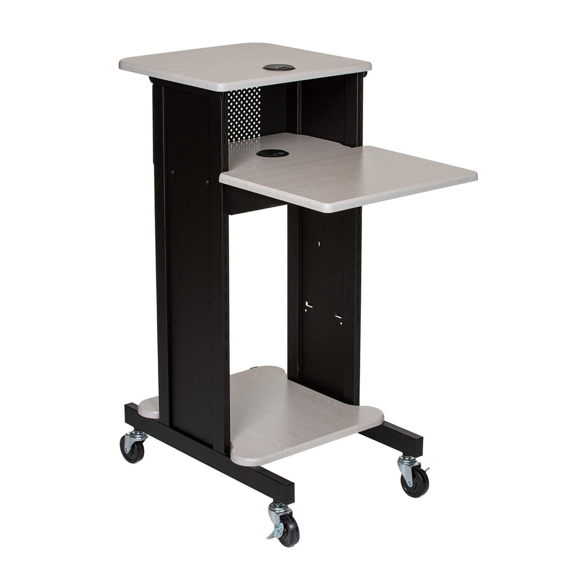 Presentation Cart and Stand, Steel Frame, Ivory Woodgrain E98510
