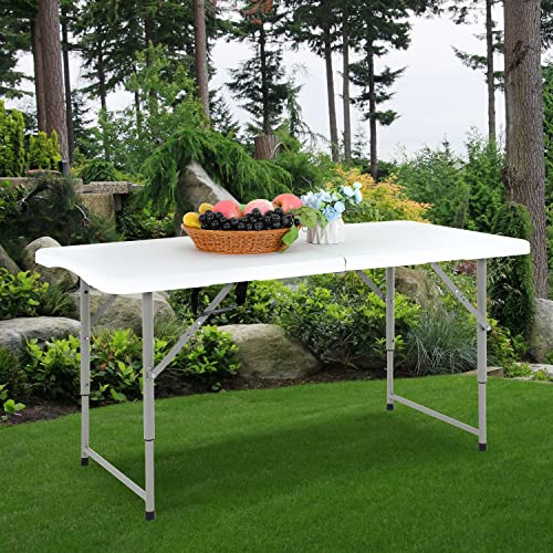 Folding Table 4FT Plastic Height Adjustable White M6081