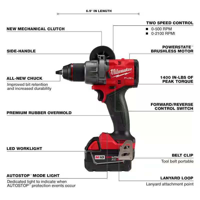 18V Lithium-Ion Brushless Cordless Hammer Drill Driver Kit with Impact Wrench O71945