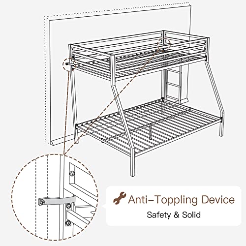 Metal Loft Bunk Bed Twin Over Twin Size with Guardrail and Ladder X7358