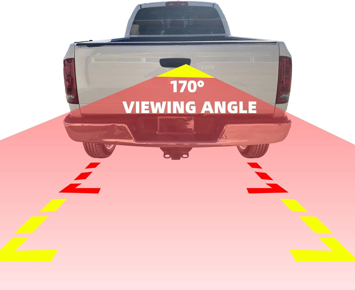 Tailgate Handle with Backup Rear View Camera for 2002-2008 Dodge Ram 1500 2500 3500, RCA Connector, Pack of 2 H642550
