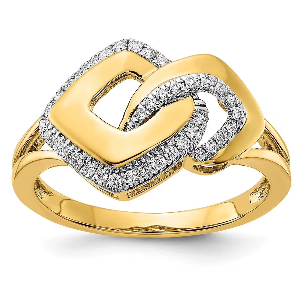 14k Yellow Gold Diamond Fancy Shaped Ring A7862
