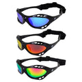 3 Pairs Padded Polarized Sunglasses with Strap Black Frame Blue Red Pink Mirror Lenses O56070