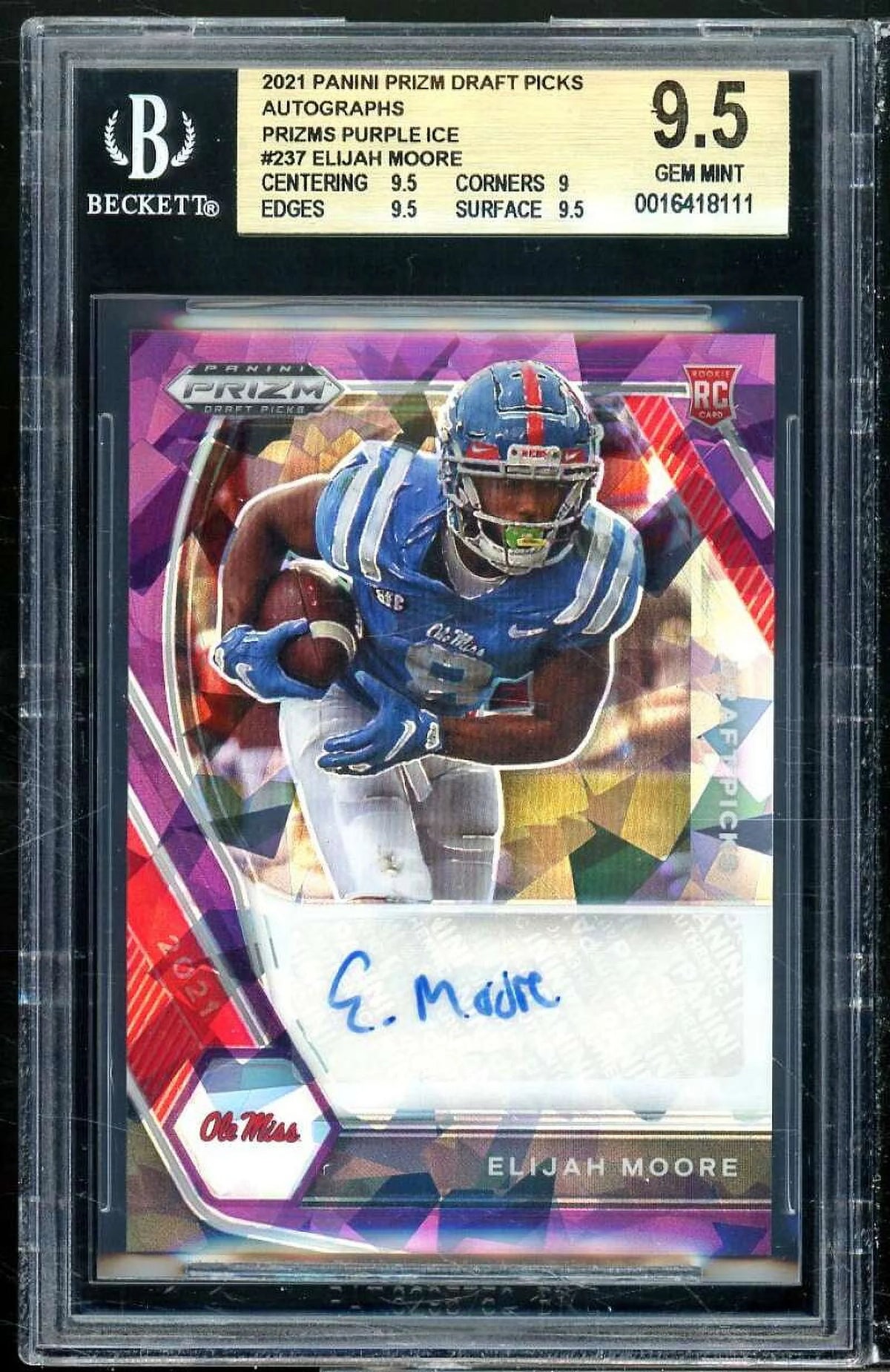 2021 Panini Prizm Autographs Purple Ice #237 Rookie Card P302