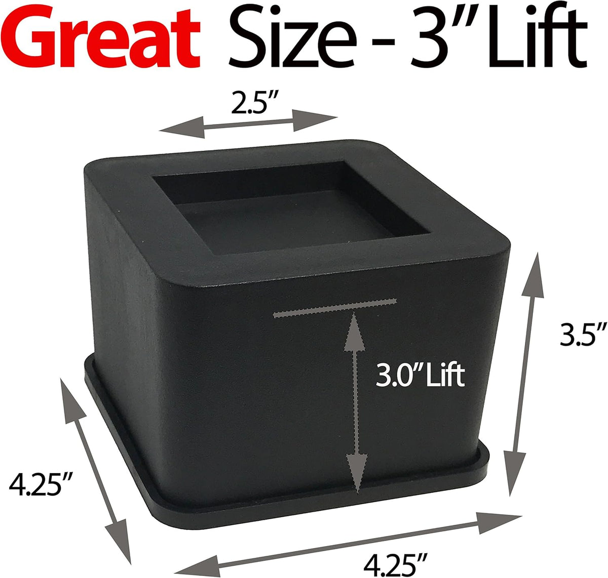 Black 3 Inch Bed and Furniture Risers O458180