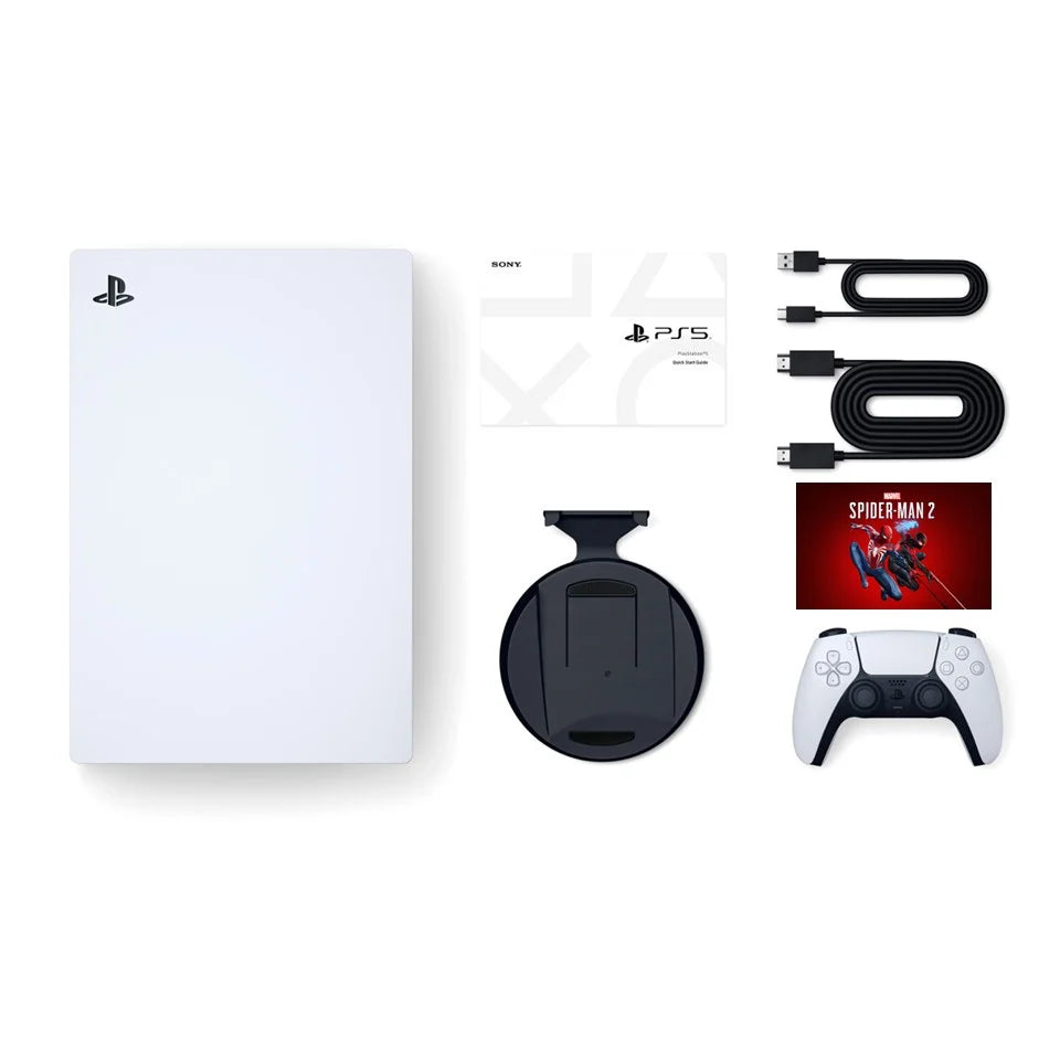 White PlayStation 5 Disc Edition Console with Two Controllers F2635