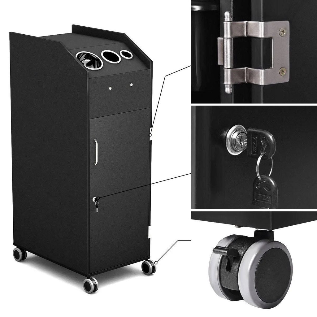 Black Salon Trolley Cart with 4 Storage Trays A385