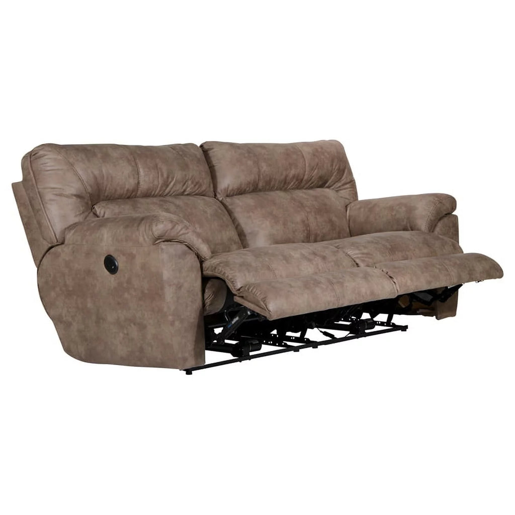 Brown Polyester Power Reclining Sofa W5351