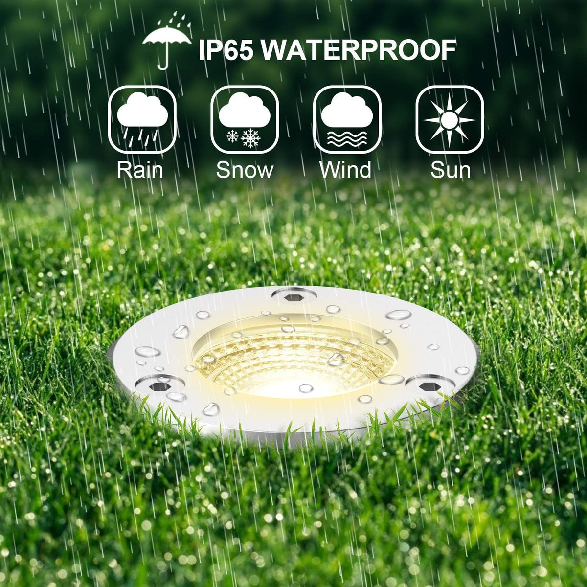 12 Pack 7W Warm White LED Ground Lights with 24 Connectors M431