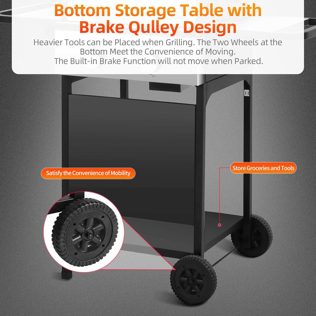 Portable 2 Burners Propane Gas Grill with Storage Shelf P213615