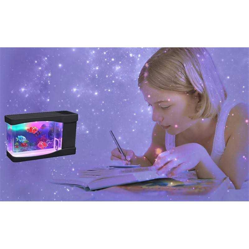 Artificial Fish Mini LED Aquarium Multi Colored LED Swimming Fish Tank with Bubbles E967520