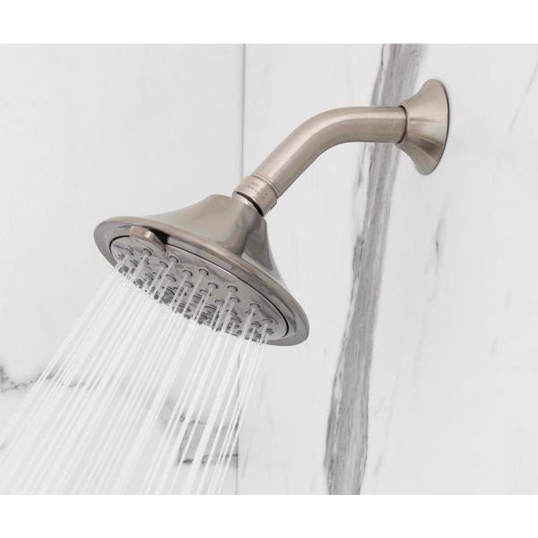 Brushed Nickel Tub and Shower Faucet and Two Single Hole Bathroom Faucets Set G588302