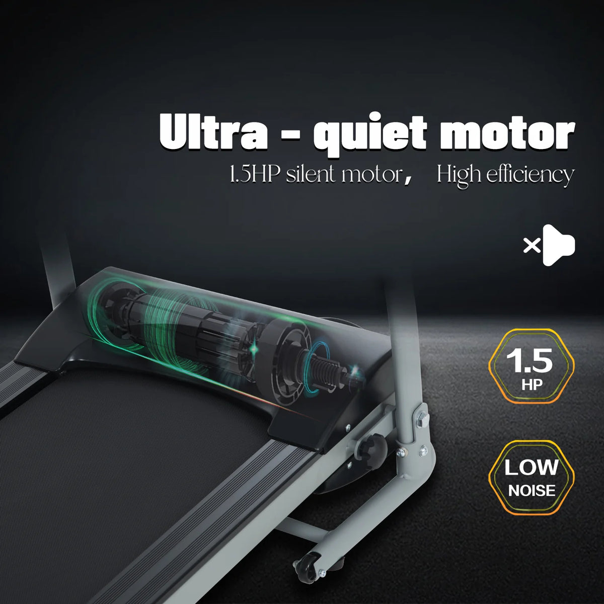 Folding 1.5HP Electric Treadmill Black X3893