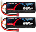 2 Pack 7.4V 2S 6200mAh 80C Hard Case Lipo Battery with Deans T E765