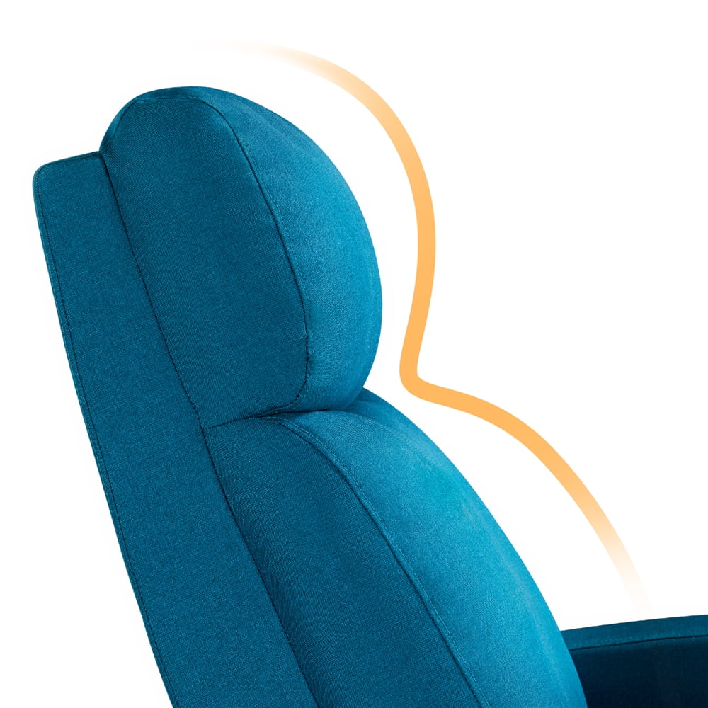 Blue Upholstered Fabric Recliner Chair with Footrest G61833