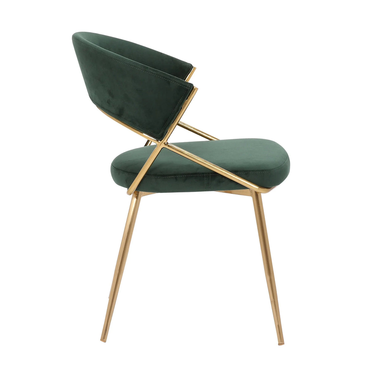 Gold Steel and Green Velvet Dining Chair Set of 2 W763