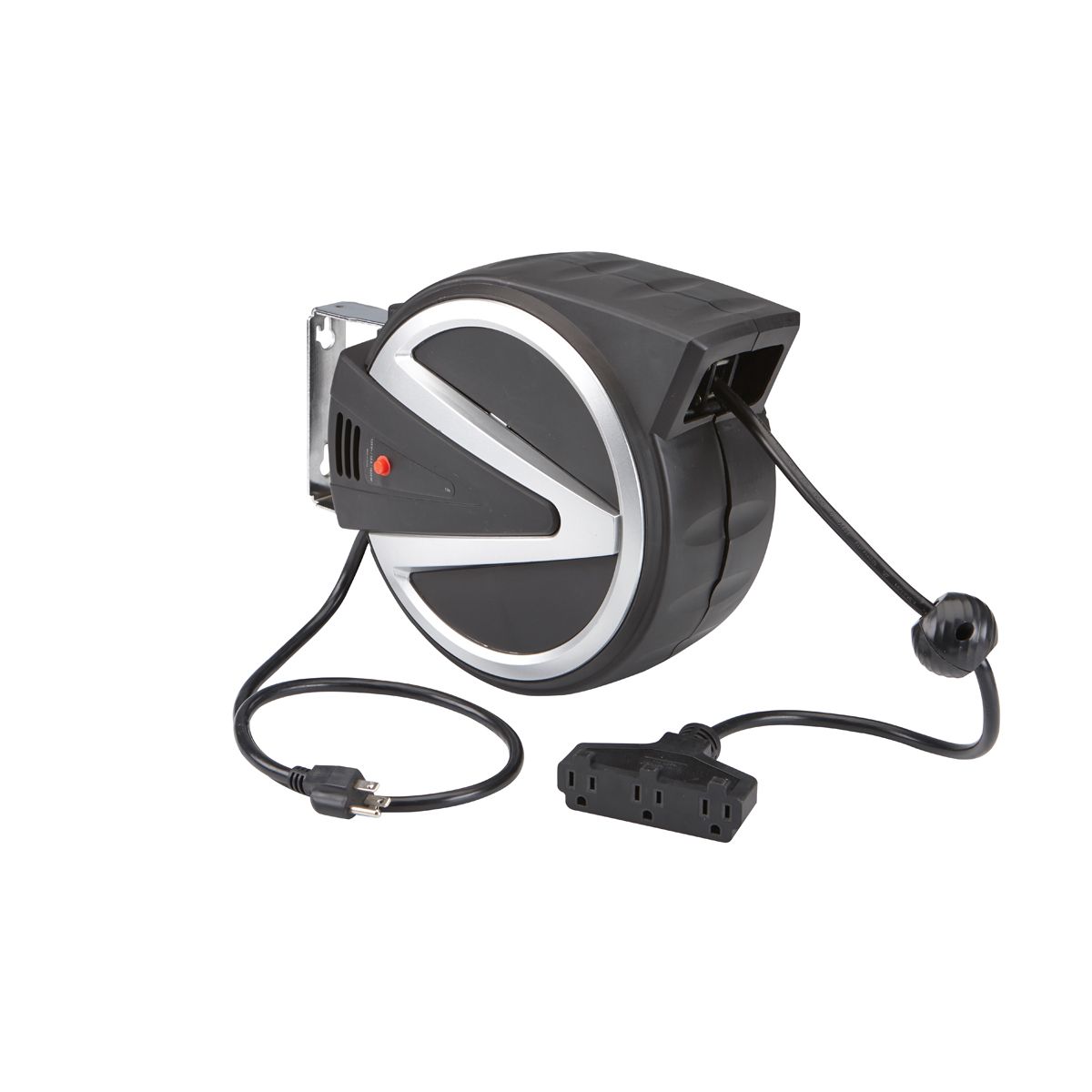 40 ft. 14/3 Gauge Retractable Cord Reel with Triple Tap, Black E566