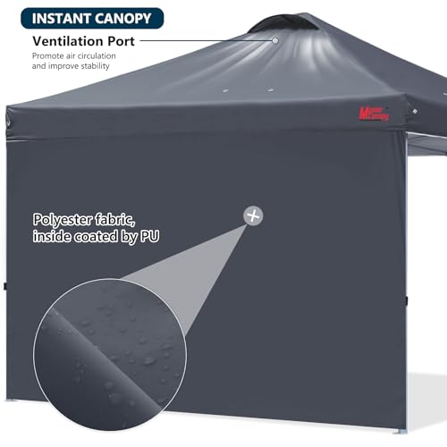 Durable Pop-up Canopy Tent with 1 Sidewall 10'x10' White J601867