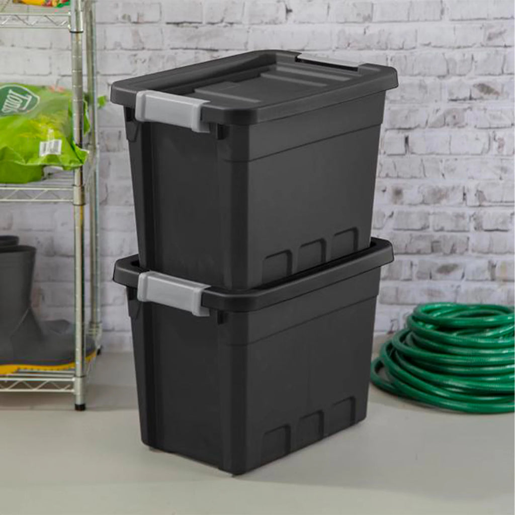 7.5 Gallon Storage Totes with Latch Lids, Black 6 Pack E67647