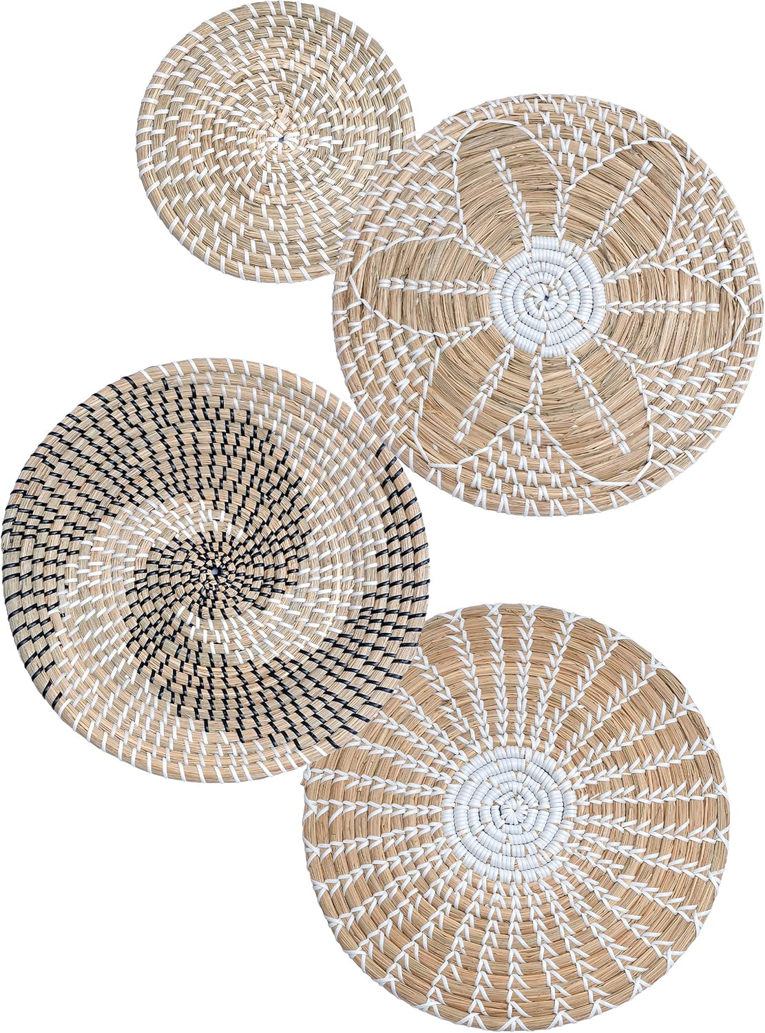 Rustic Woven Rattan Wall Basket Decor Set of 11 Y867170