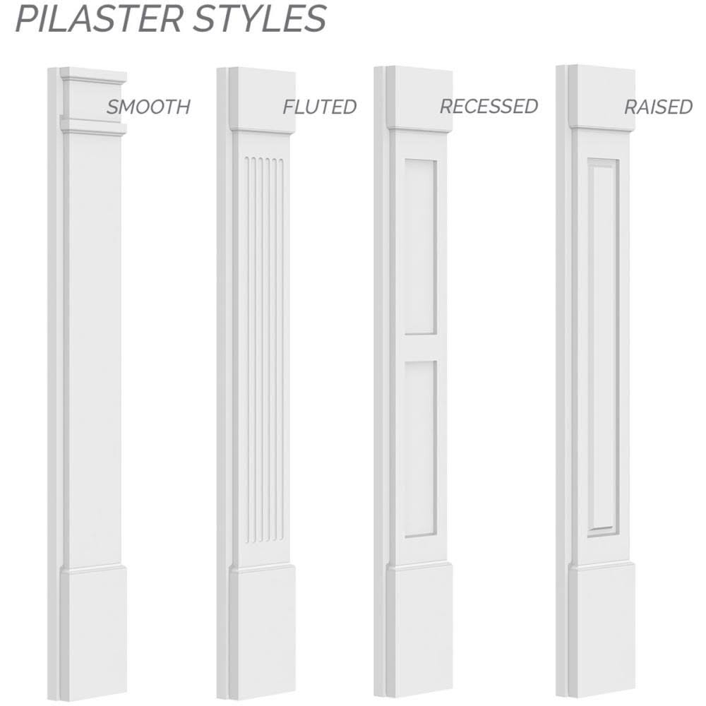 Plain PVC Pilaster with Standard Capital and Base (Pair) Y749362