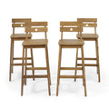 Acacia Wood Backed Barstools, Set of 4 W9326