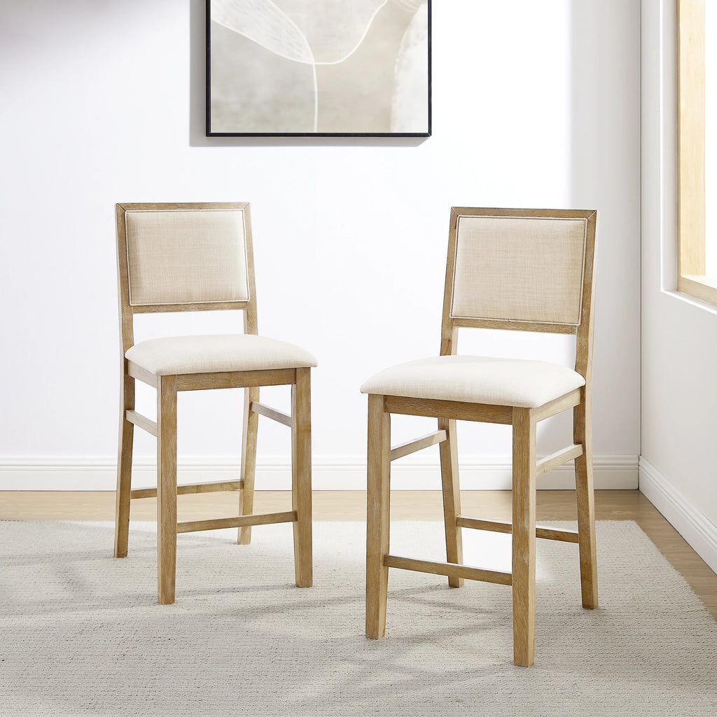 Upholstered Wood Counter Height Bar Stools Set of 2 S2368