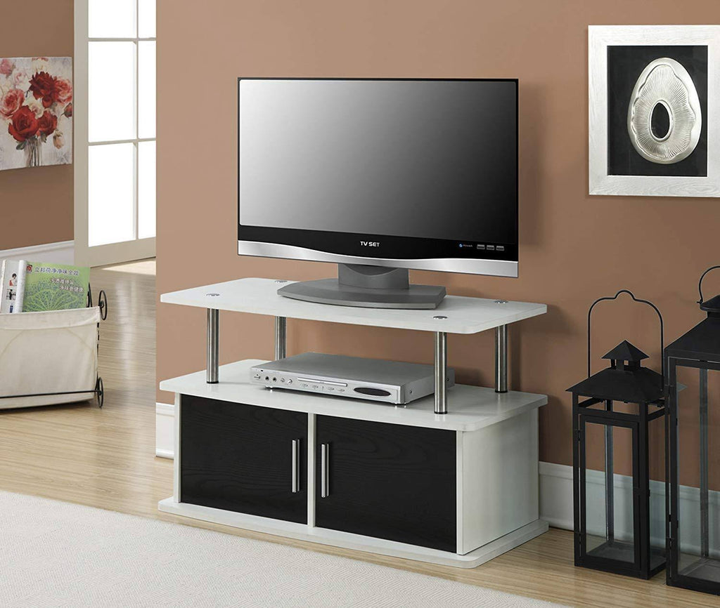 White 2 Door TV Stand with Cabinets A2545
