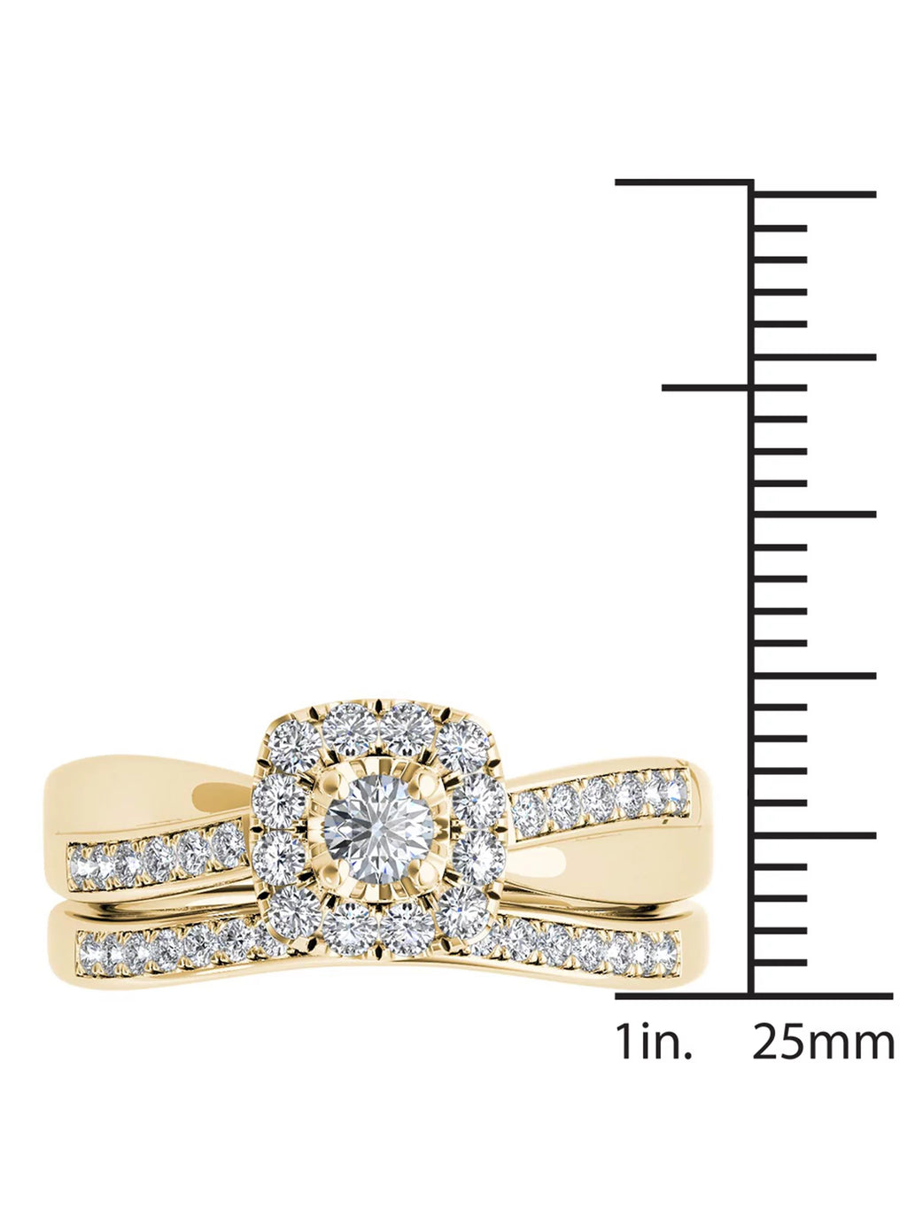 5/8Ct TDW Diamond 14k Yellow Gold Halo Bridal Set S136