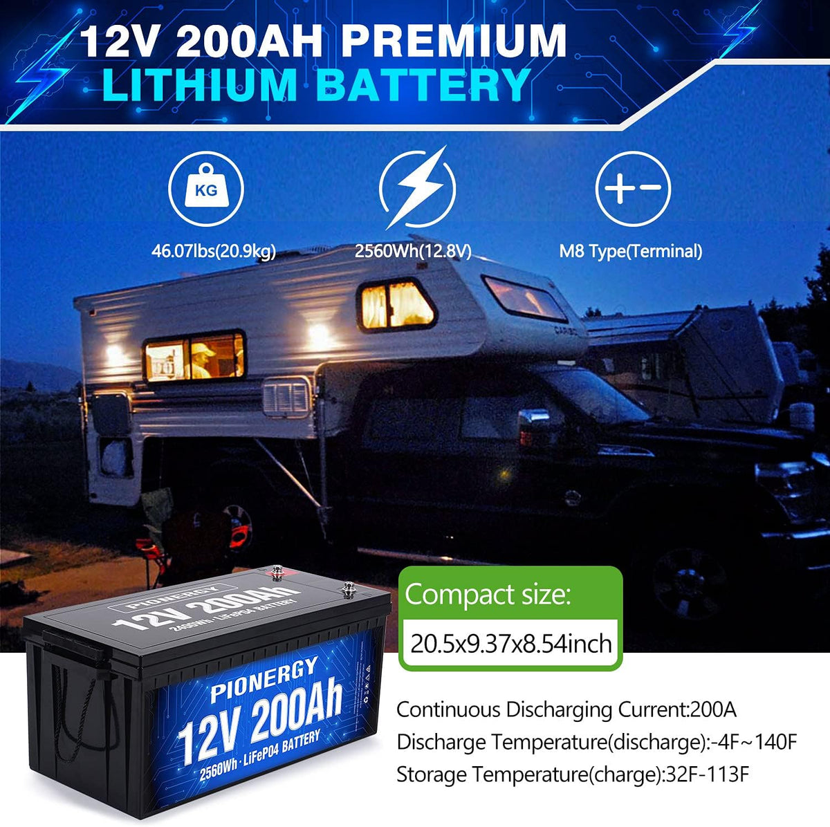 12V 50Ah LiFePO4 Battery with Built-In BMS H880