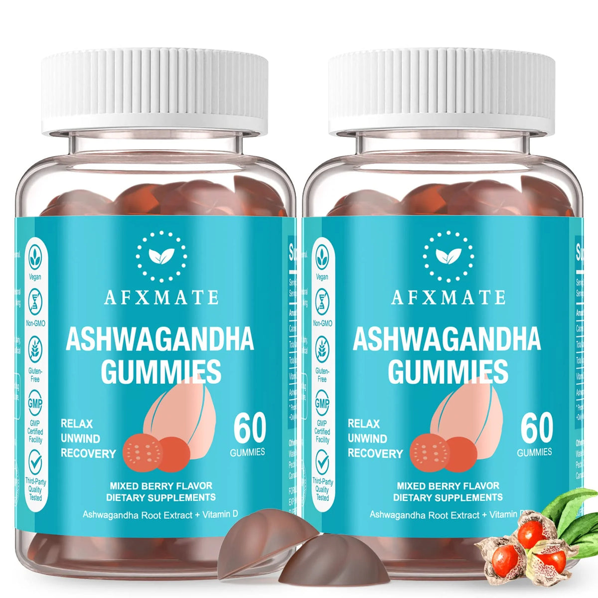 Ashwagandha Vitamin D Gummies 120 Count Sugar Free Gluten Free N15263