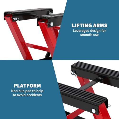 Red Hydraulic Motorcycle Lift Jack 1500Lb Capacity Scissor Jack T301