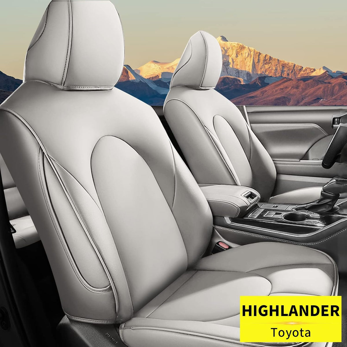 Black Faux Leather Car Seat Covers Full Set for Highlander B973618