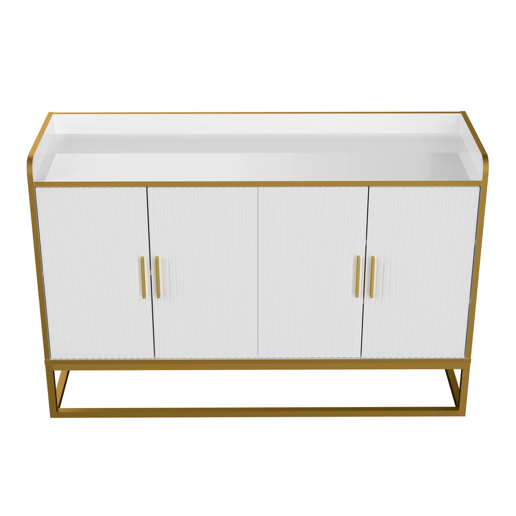 White Gloss Storage Cabinet with Metal Legs X6493
