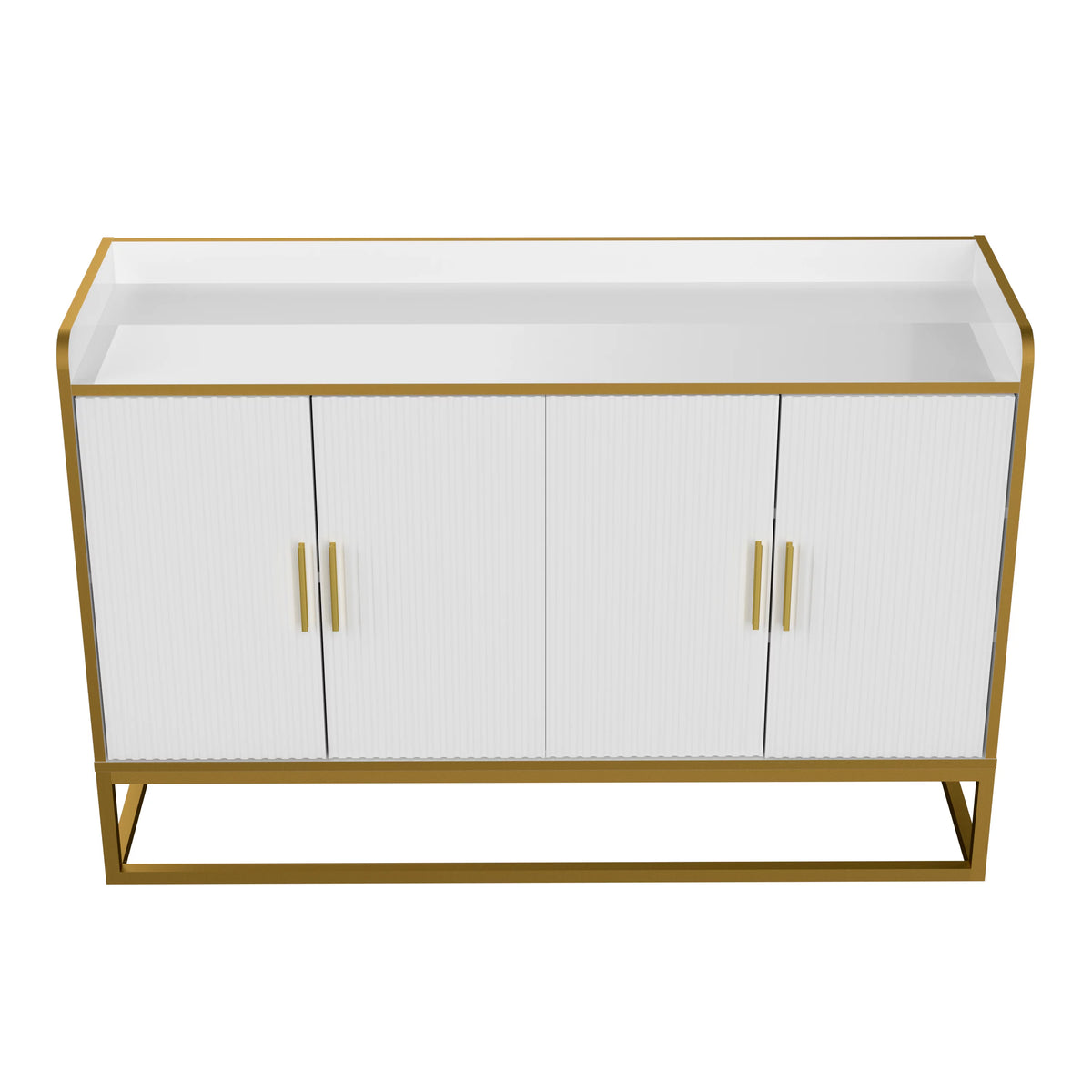 White Gloss Storage Cabinet with Metal Legs X6493