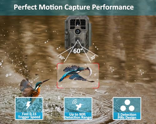 64MP 1296p Trail Camera with 100ft Night Vision J5361