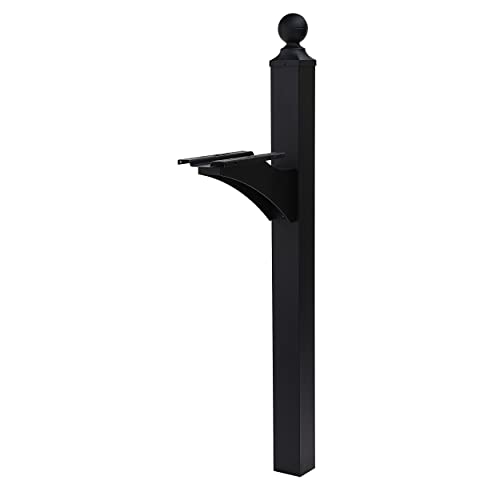 Black Aluminum Mailbox Post and Galvanized Steel Post-Mount Mailbox K161907