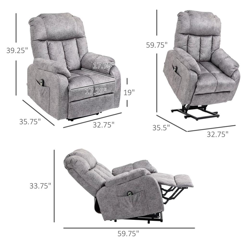 Grey Power Lift Recliner Chair with Remote Control Y419