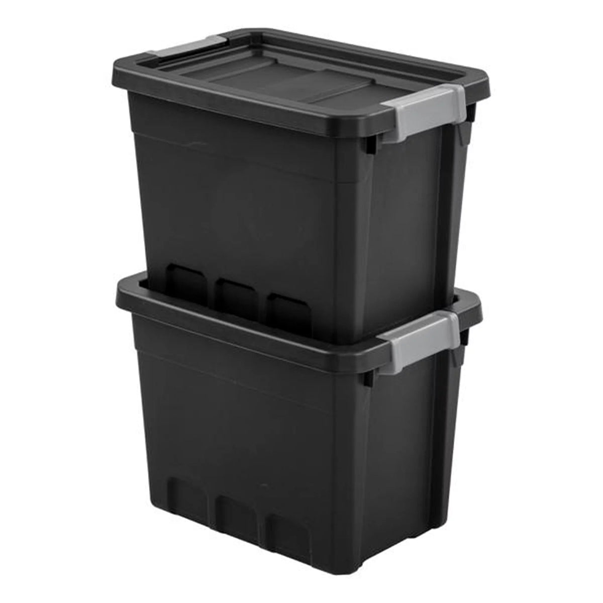 7.5 Gallon Storage Totes with Latch Lids, Black 6 Pack E67647